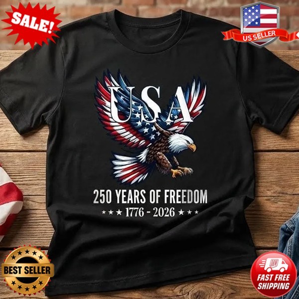 USA 250 Years of Freedom T-Shirt Bald Eagle Patriotic T-Shirt (S-5XL multicolor) gallery