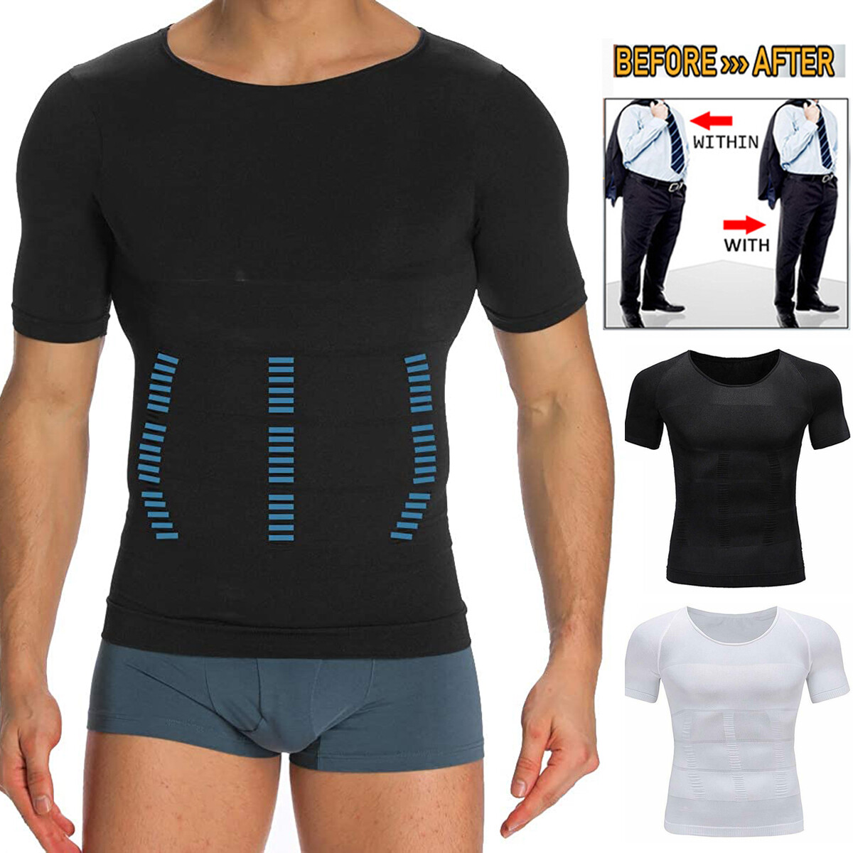 Men's Slimming Body Shaper Vest Abs Abdomen Compression T Shirt Fitness Tank Top gallery