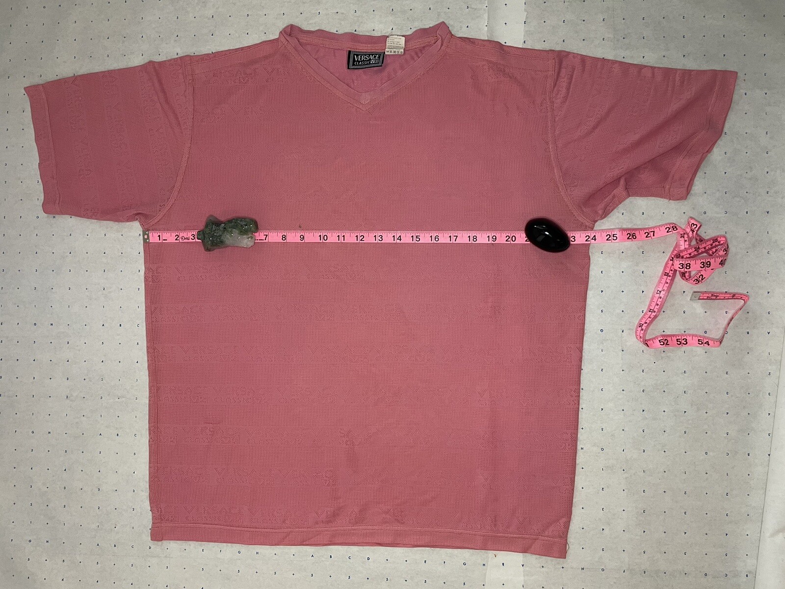 Versace V2 Mens Mesh T Shirt XL Salmon Color Rayon Nylon Mix Made in Italy gallery