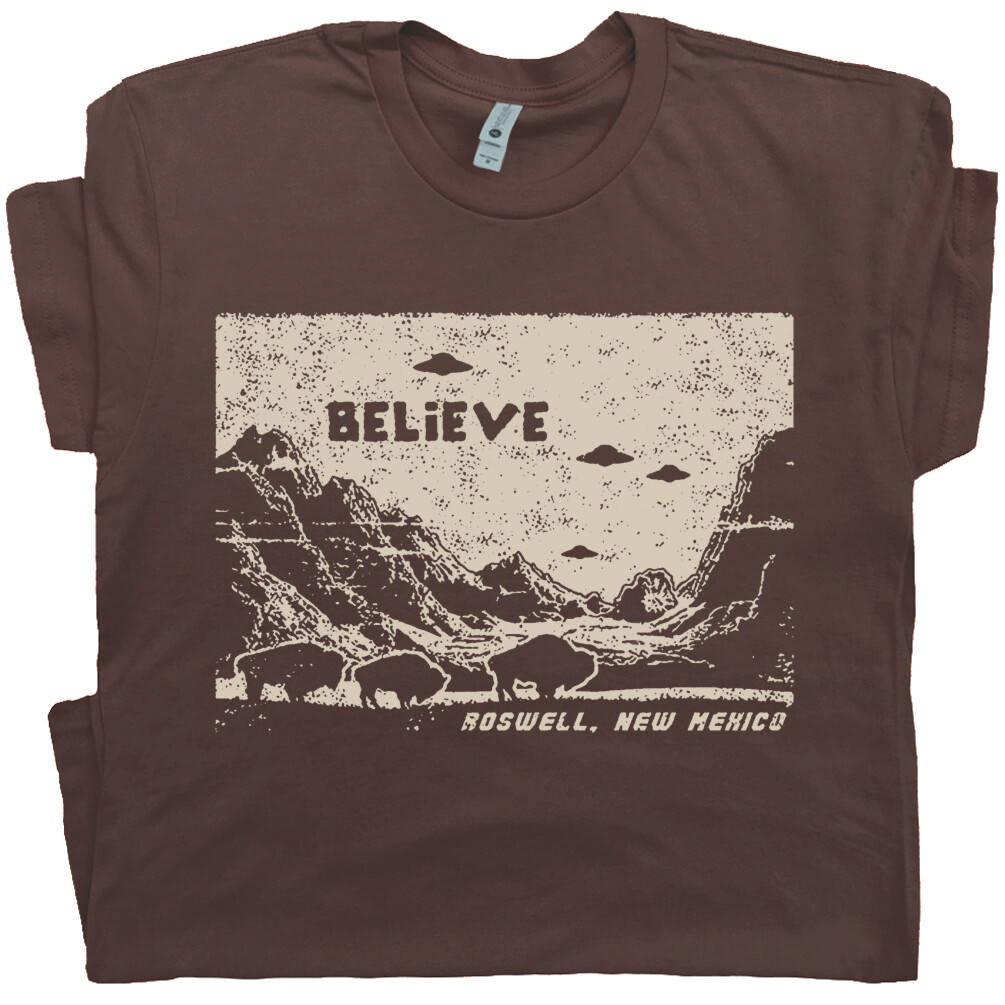 UFO Aliens T Shirt Roswell Area 51 Believe Cool Graphic X Files Flying Saucer