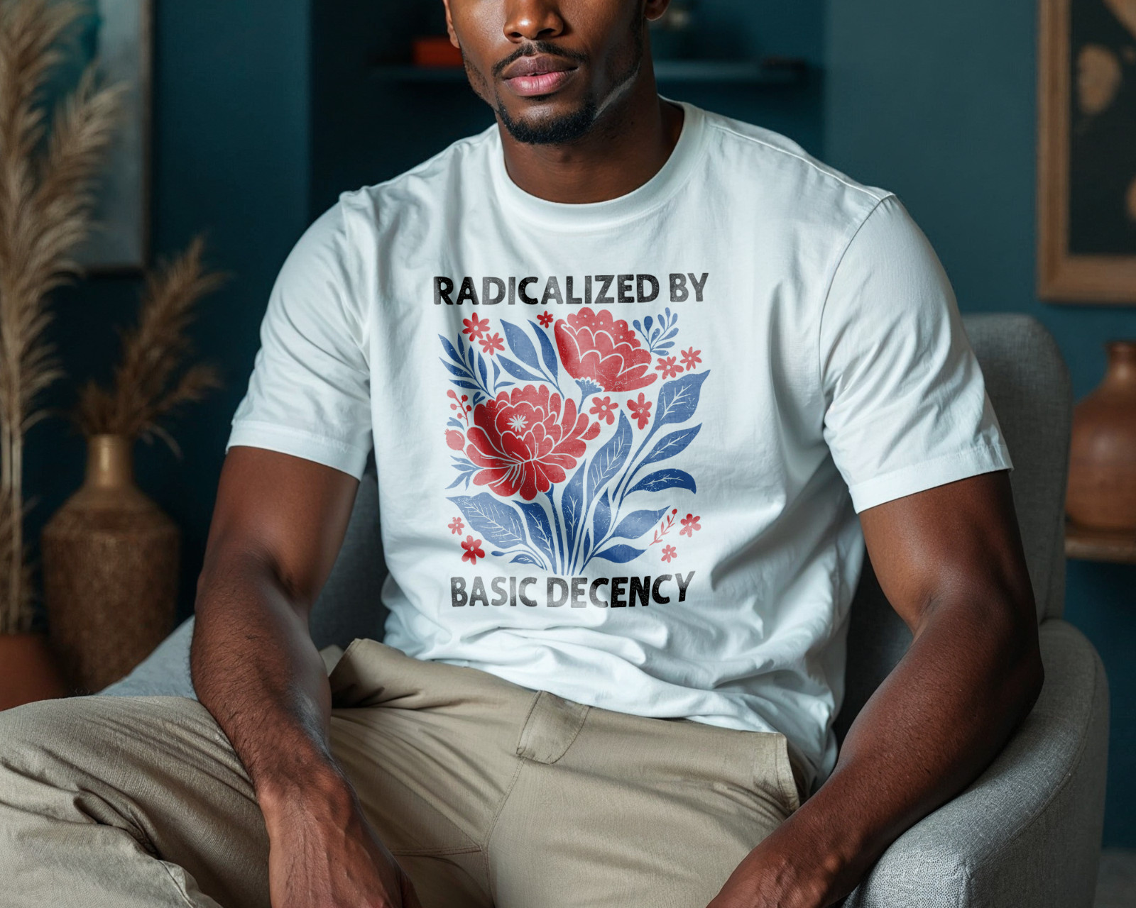 Radicalized by Basic Decency T-Shirt Political Activism Floral Equality A83 gallery