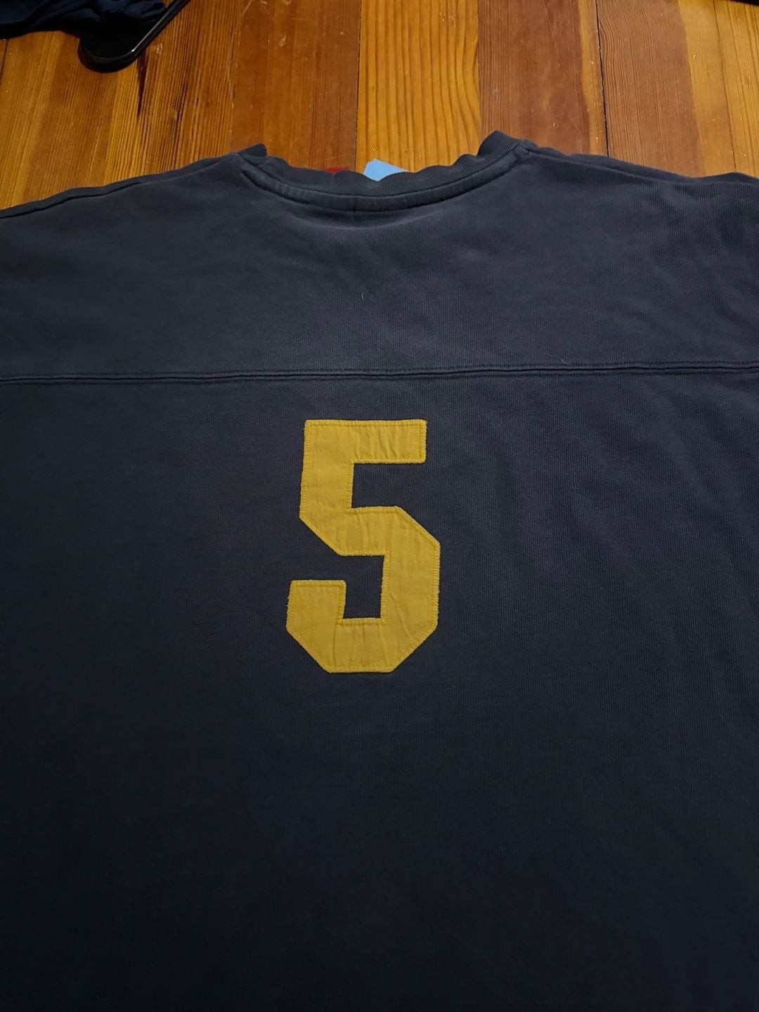 Vintage Mossimo Blue Long Sleeve Football Style Shirt with Number 5 gallery
