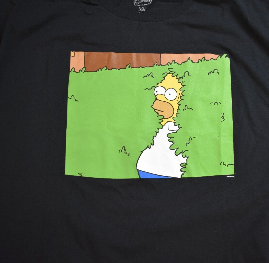The Simpsons Mens Homer Simpson Emerging From A Bush Black Shirt New S-2XL gallery