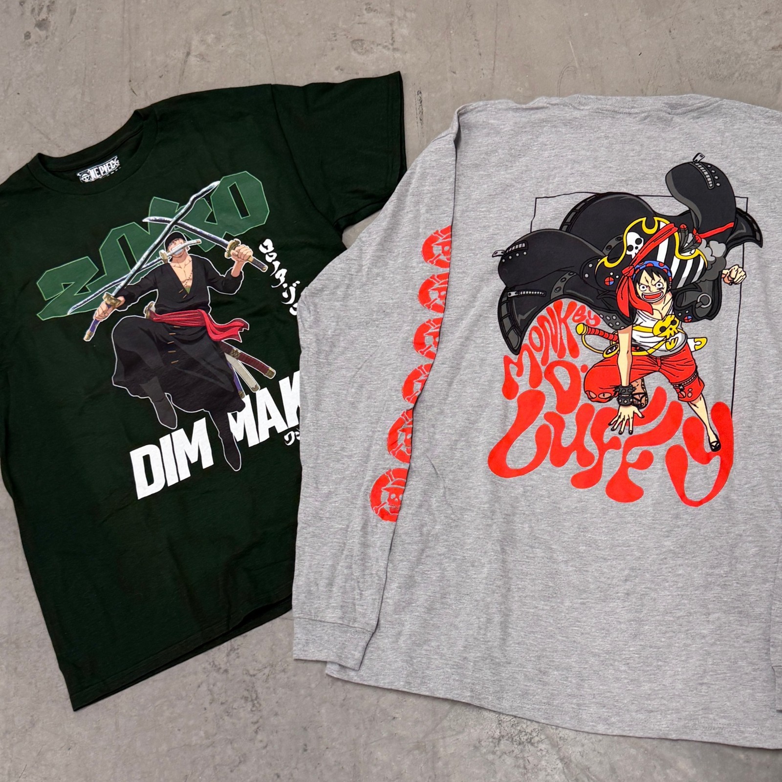 One Piece Monkey D Luffy and Roronoa Zoro Shirt Bundle Size Large