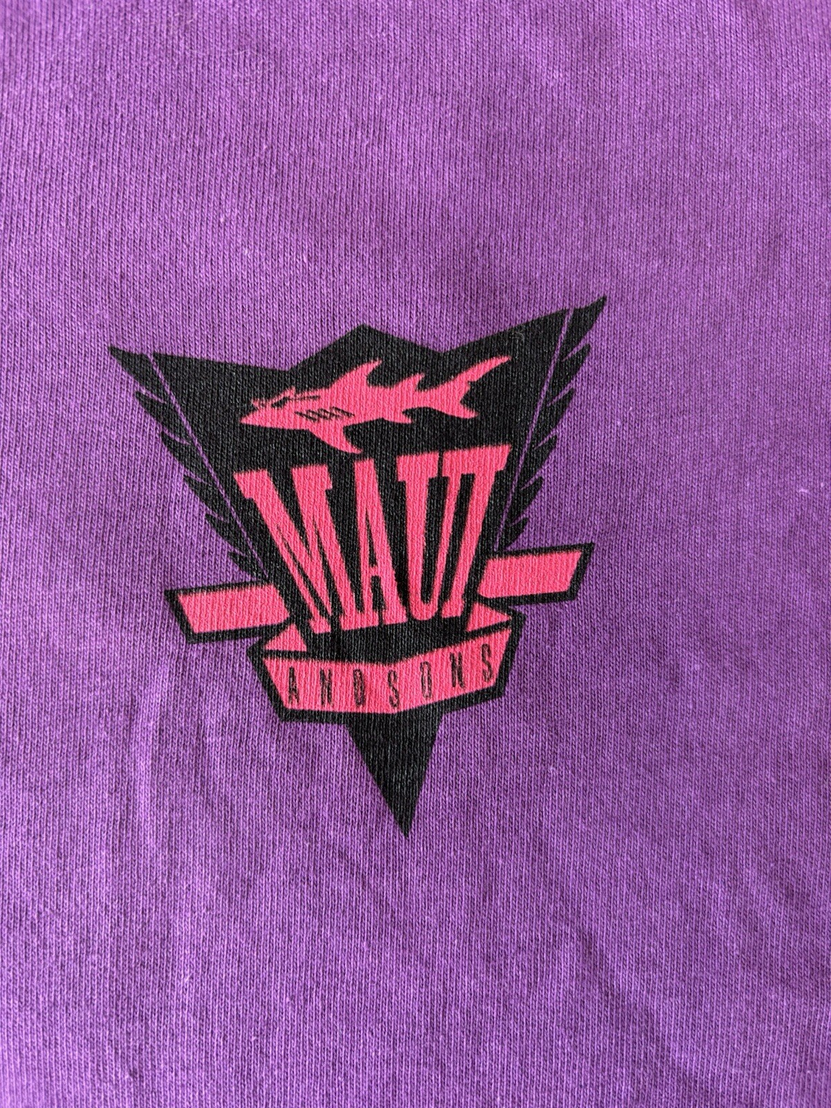Maui And Sons Shirt Men Medium Purple Shark Neon Surf Skate Single Stitch 90s gallery