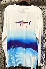 VINTAGE Guy Harvey Compression Shirt Size XXL Shark All Over Print Long Sleeve