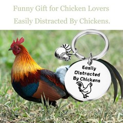 Lywjyb Birdgot Easily Distracted By Chickens Keychain (Easily Distracted By C…