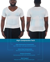 Men’s Gynecomastia Undershirt V-Neck Chest Compression Shirts Slim Body Shaper