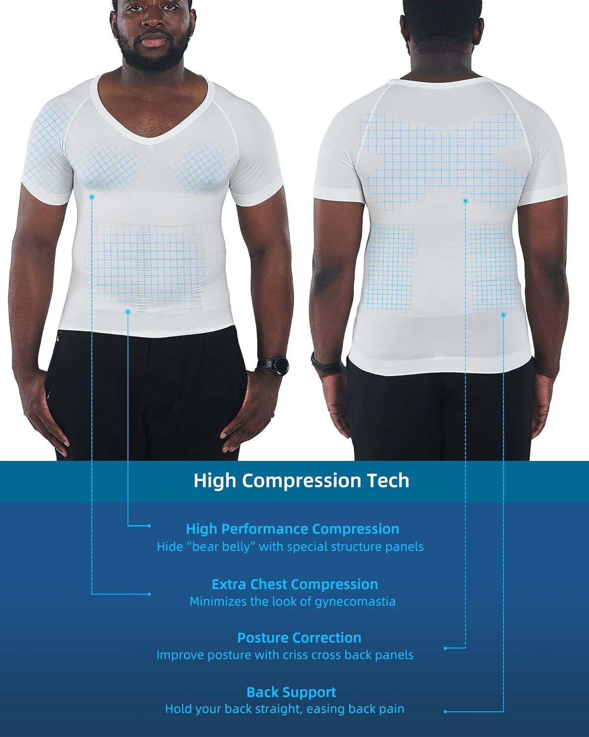 Men's Gynecomastia Undershirt V-Neck Chest Compression Shirts Slim Body Shaper gallery