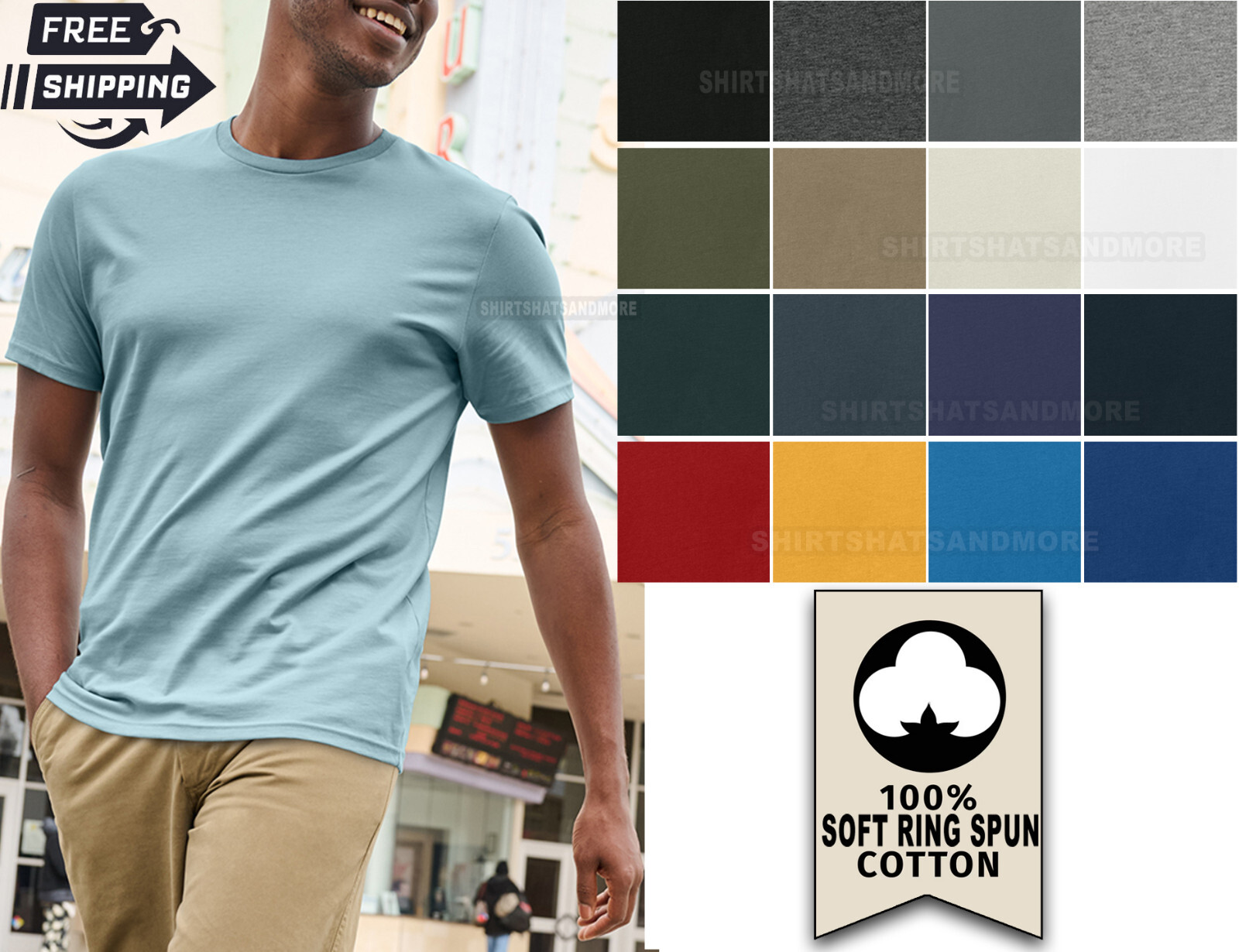 Mens Super Soft Tee 100% Ring Spun Heavy Weight Cotton T-Shirt XS-4XL NEW!