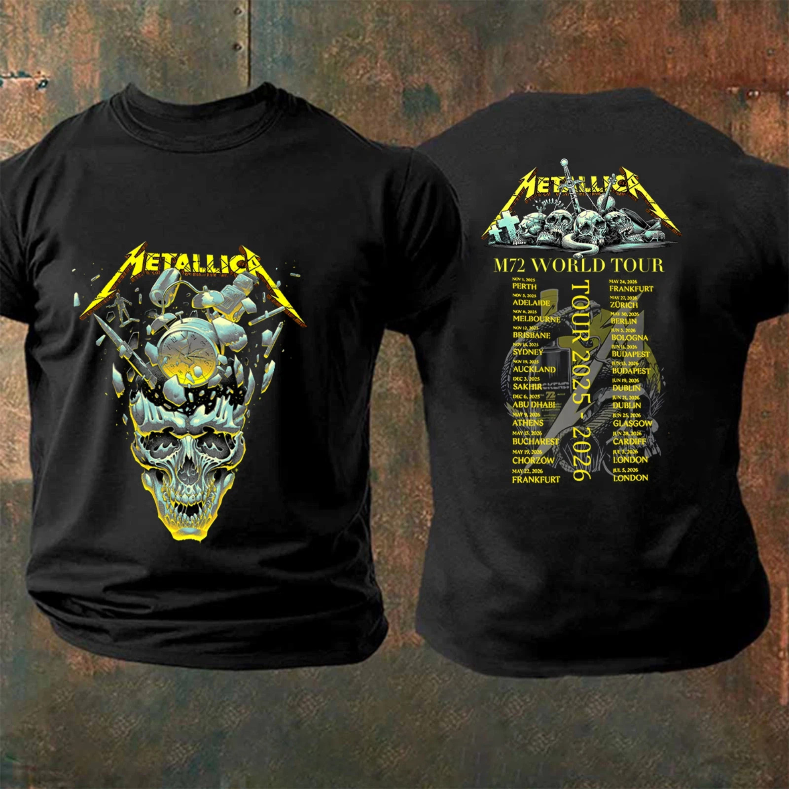 Metallica M72 Tour Shirt 2025 2026 World Tour Mens Black Heavy Metal Tee gallery