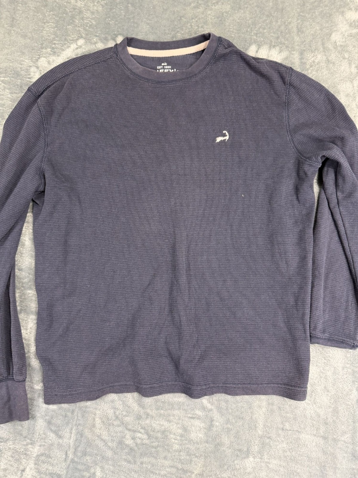 Cuffys Cape Cod Mens Navy Blue Waffle Knit Long Sleeve Shirt M gallery