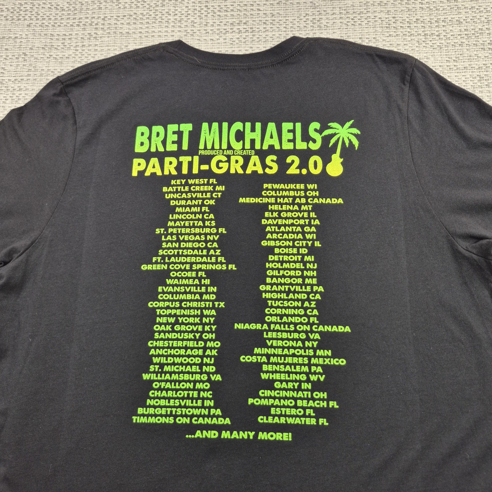Bret Michaels Shirt Mens 2XL Black Parti-Gras Skull Graphic Tee Mardi Gras Tour gallery