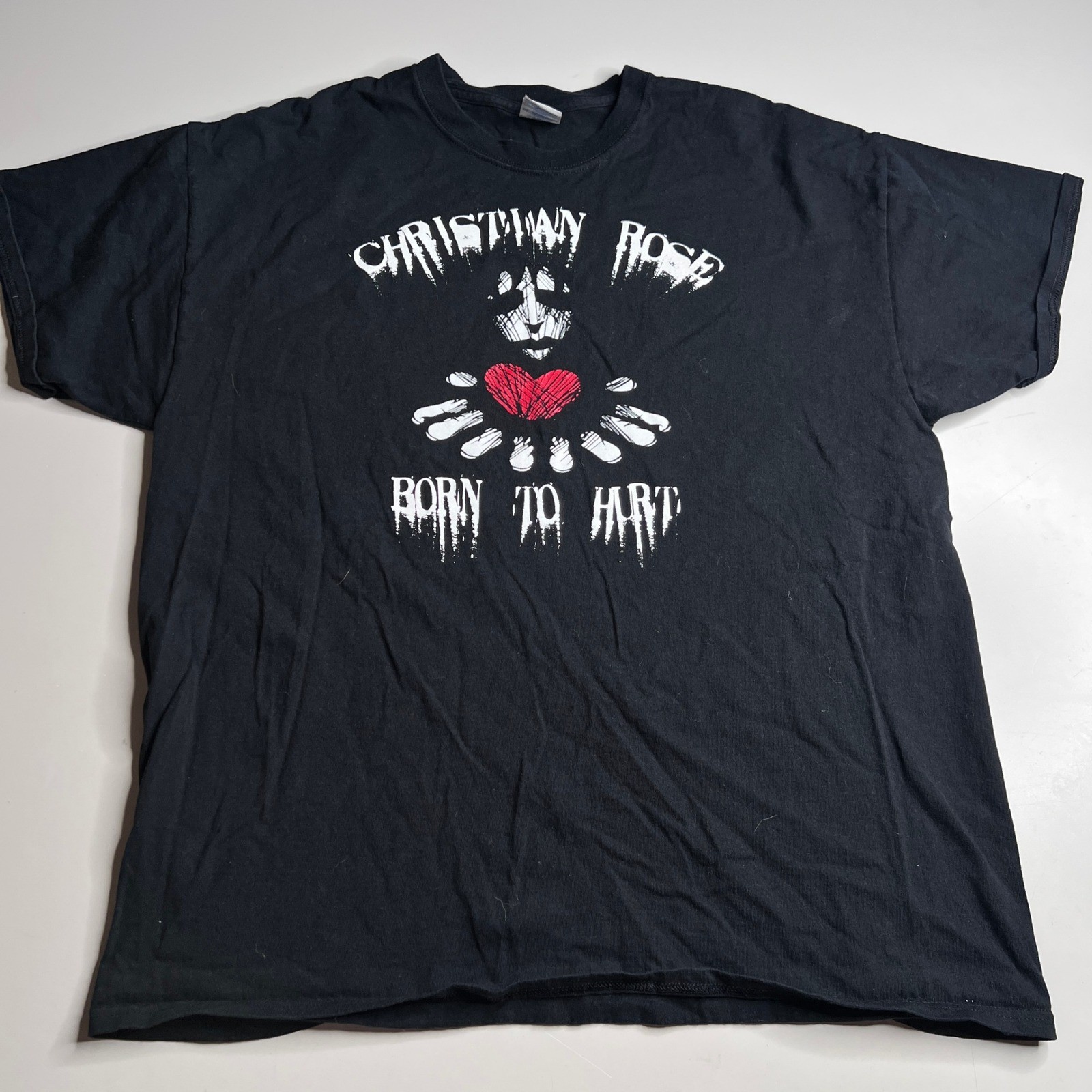 Christian Rose Born To Hurt Graphic T-Shirt Mens XL Black Gildan Ultra Cotton