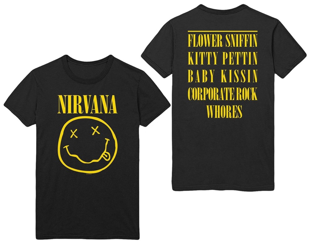 Authentic Nirvana Yellow Happy Face Flower Sniffin’ T-Shirt S-2XL NEW