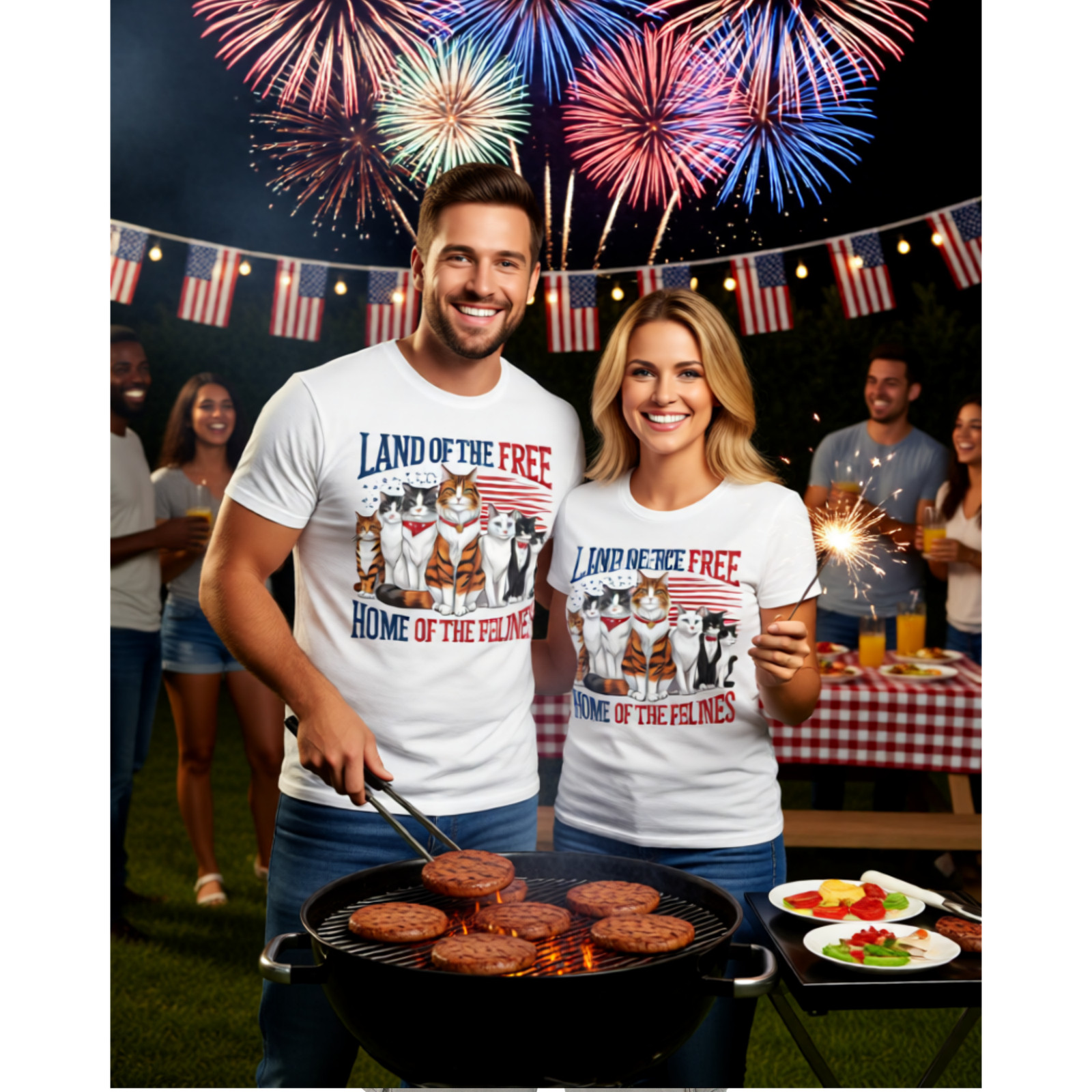Land of the Free Home of the Felines Comfort Colors Cat Lover T-Shirt gallery