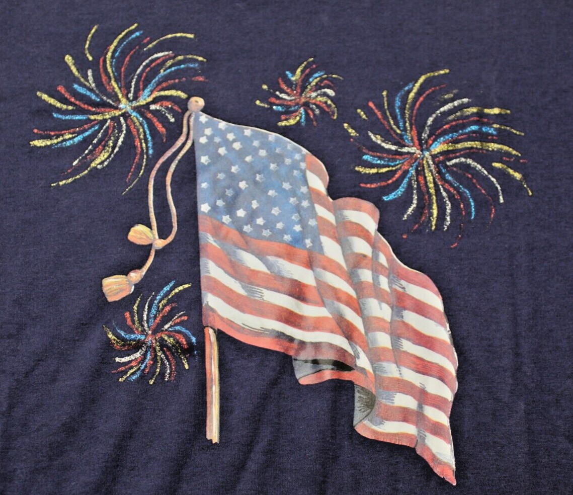 Vintage Jerzees Home Made Single Stitch Flag Fourth Of July T Shirt Men's XXL gallery