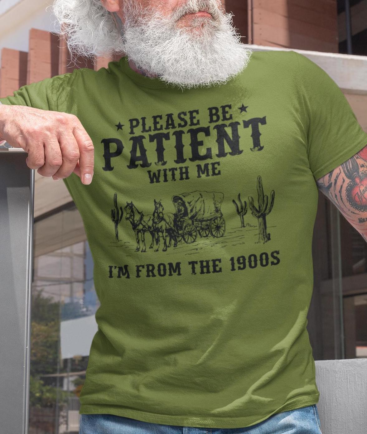 Please Be Patient I'm From The 1900s Shirt, Funny Retro Western T-Shirt Gift gallery