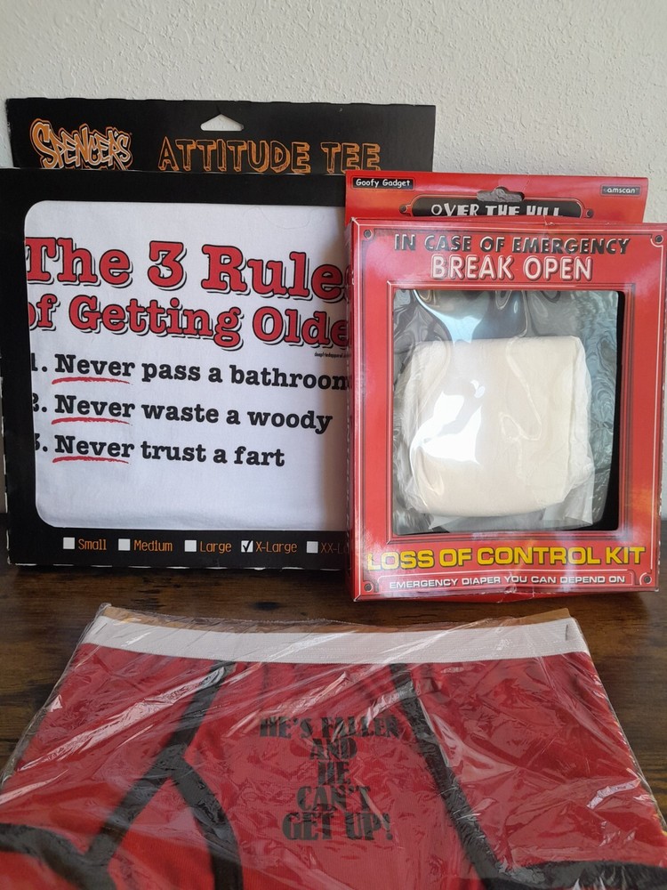 3 Piece Spencers Tee Getting Older XL, Over the Hill Gag Gift Birthday FUNNY NEW