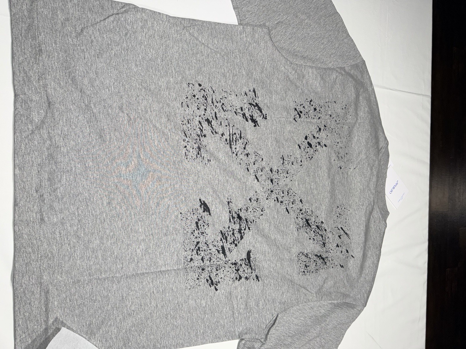 off white Men's Gray Graphic Print Logo Crew Neck Short Sleeve T-Shirt S gallery