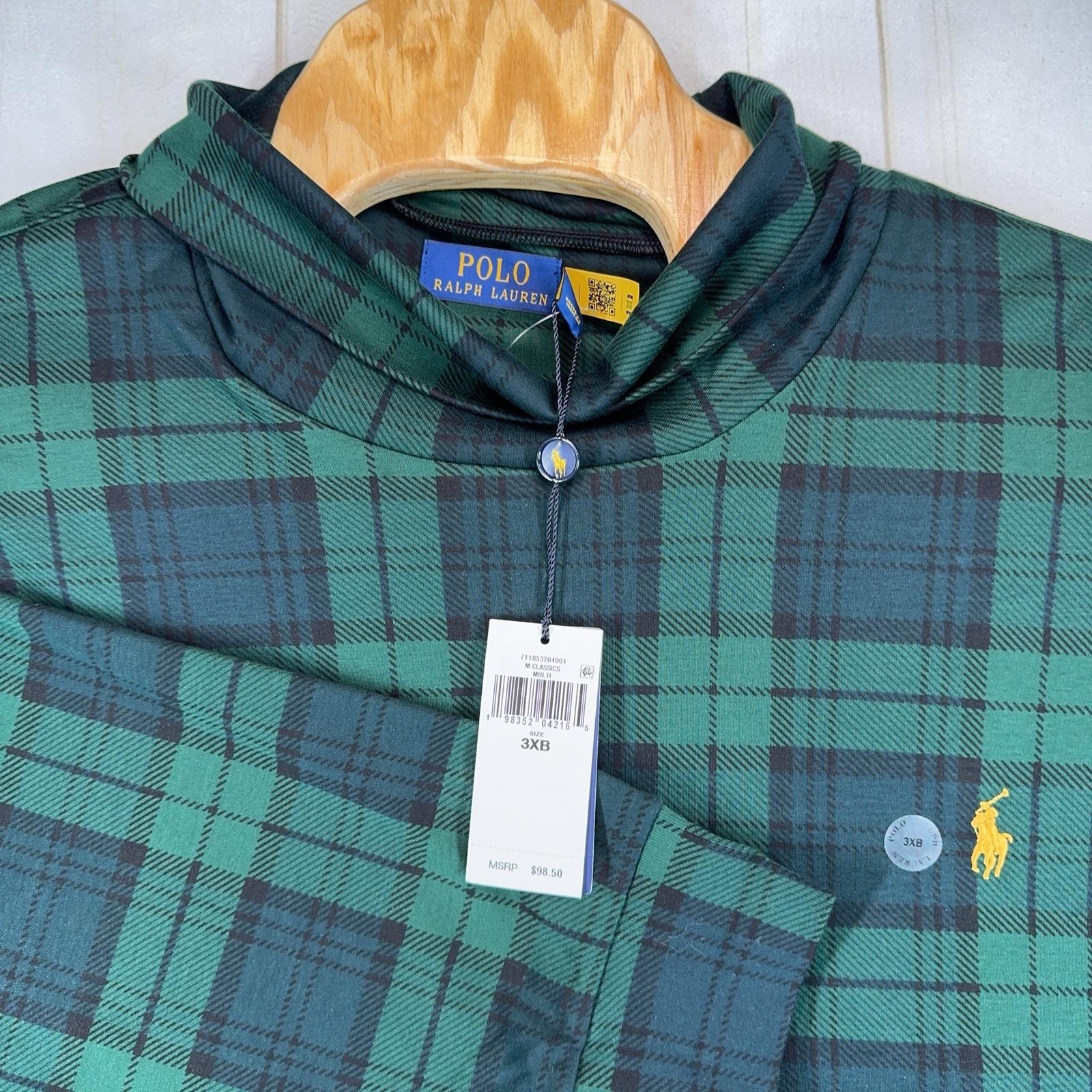 Polo Ralph Lauren Blackwatch Plaid Soft Cotton Turtleneck 3XB Pony NEW $98.50