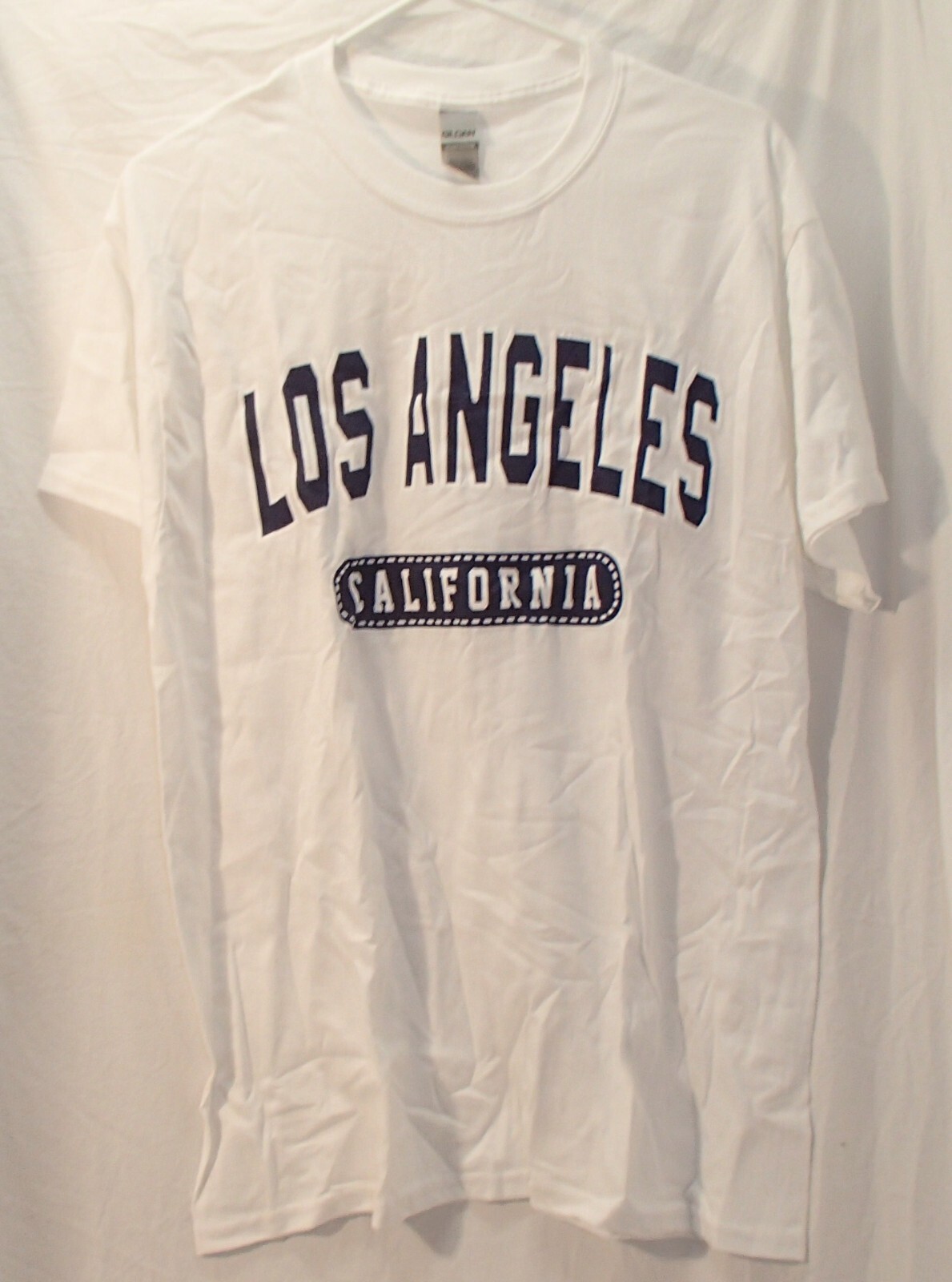 Los Angeles California White Heavy Cotton Gildan Silk-Screened T-Shirt Mens L