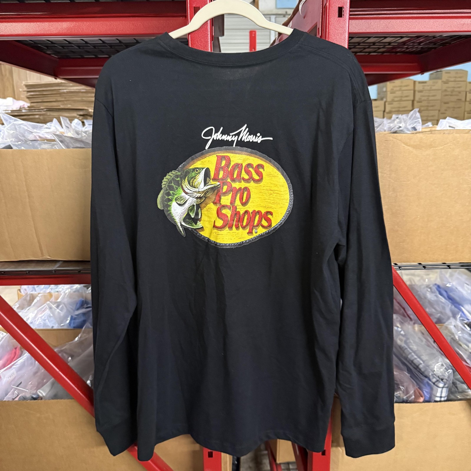 Bass Pro Shops Shirt Mens Large Black Johnny Morris Long Sleeve Tee NEW! gallery