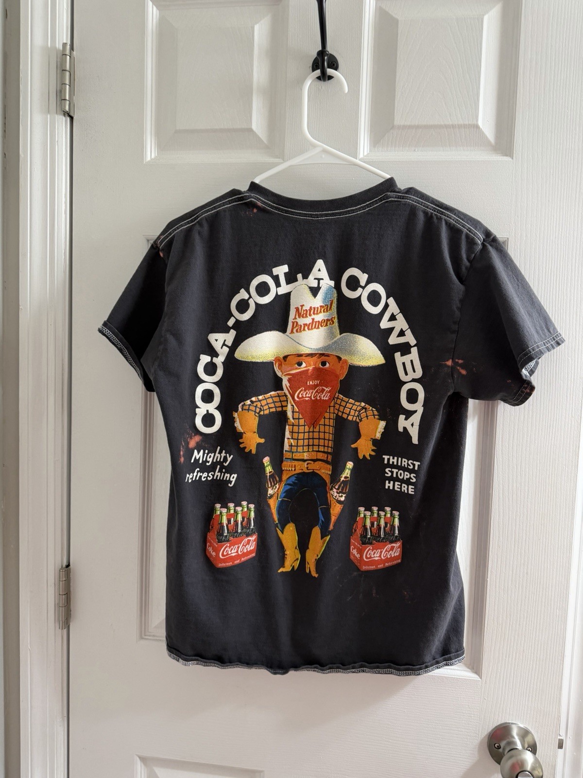 Coca Cola Black Graphic Cowboy Tee Medium M Coke
