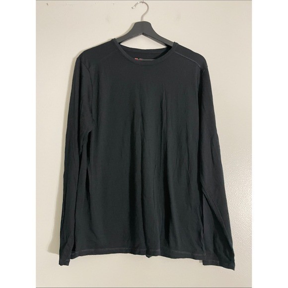Karbon Mens Black 100% Merino Wool Long Sleeve Crew Neck Base Layer Shirt Size M gallery