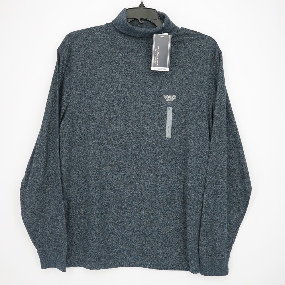 Roundtree & Yorke Men’s Long-Sleeve Shirt L Navy Seamless Neck 100% Cotton NWT