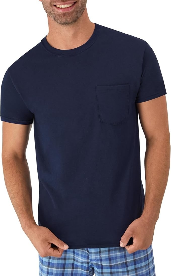 6 Pack Hanes Men's Value Pack Assorted Pocket T-Shirt Undershirts Size Large gallery