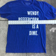 Routine Men Large Short Sleeve Shirt Blue Wendy Peffercorn Is A Dime Baseball