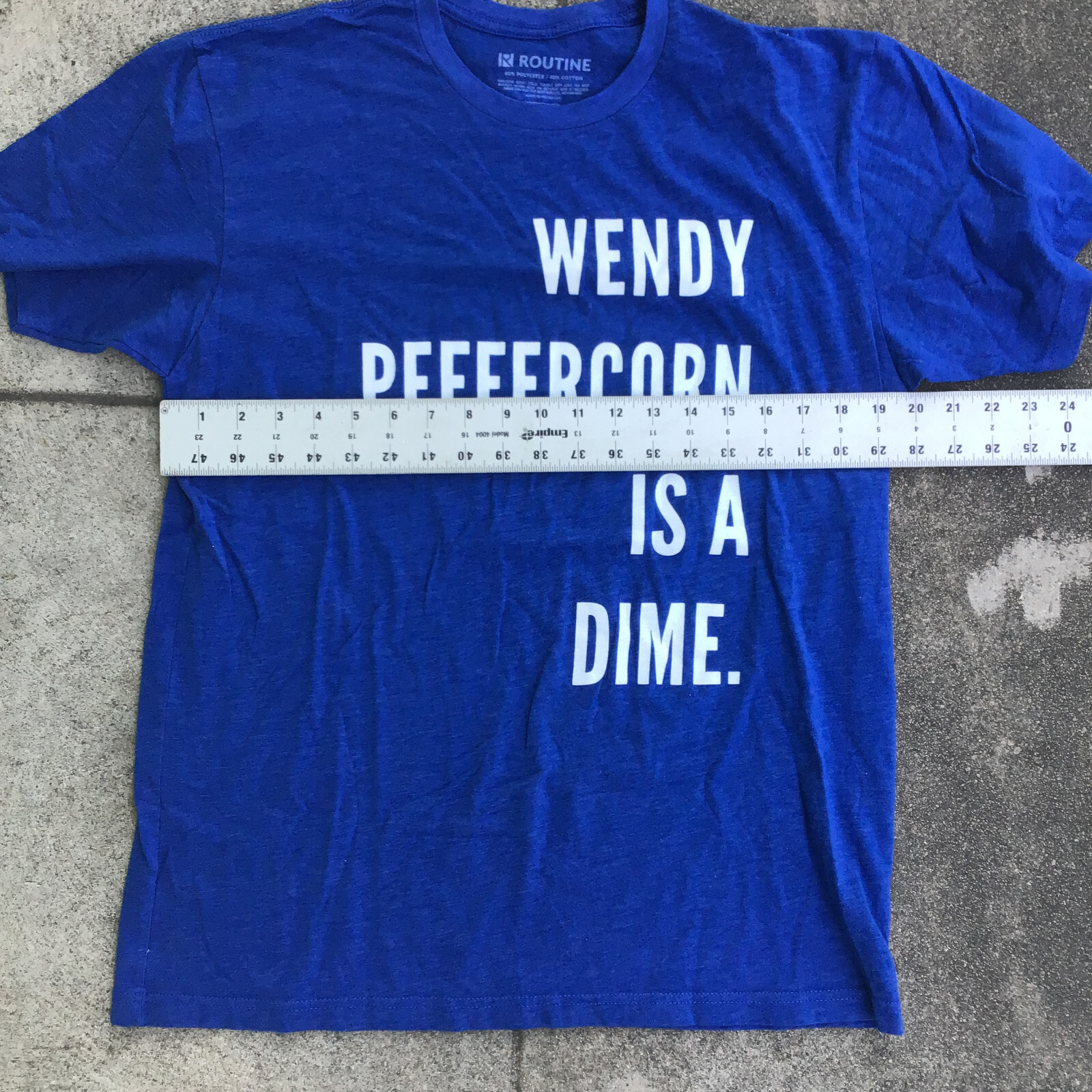 Routine Men Large Short Sleeve Shirt Blue Wendy Peffercorn Is A Dime Baseball gallery