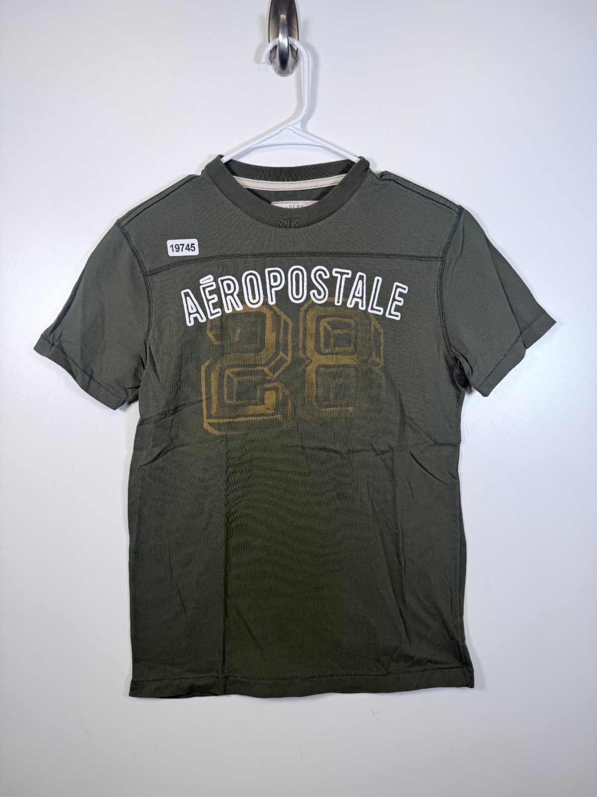 Y2K Aeropostale Mens Crewneck Spellout Logo Statement T Shirt Green Size Small