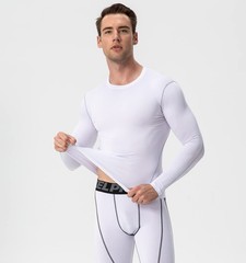 White Compression Shirt Men Long Sleeve Quick Dry Athletic T-Shirts Gym Tops …