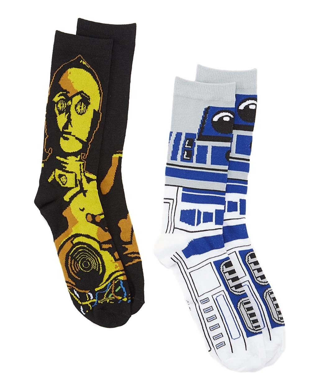 STAR WARS R2-D2 C-3PO 2 Pair Pack Crew Socks (Shoe Size 6-12, R2-d2/C-3po