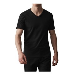For Mens 100% Cotton Thick Basic Tee Casual T-Shirt Crew Neck V-Neck Black S-4XL