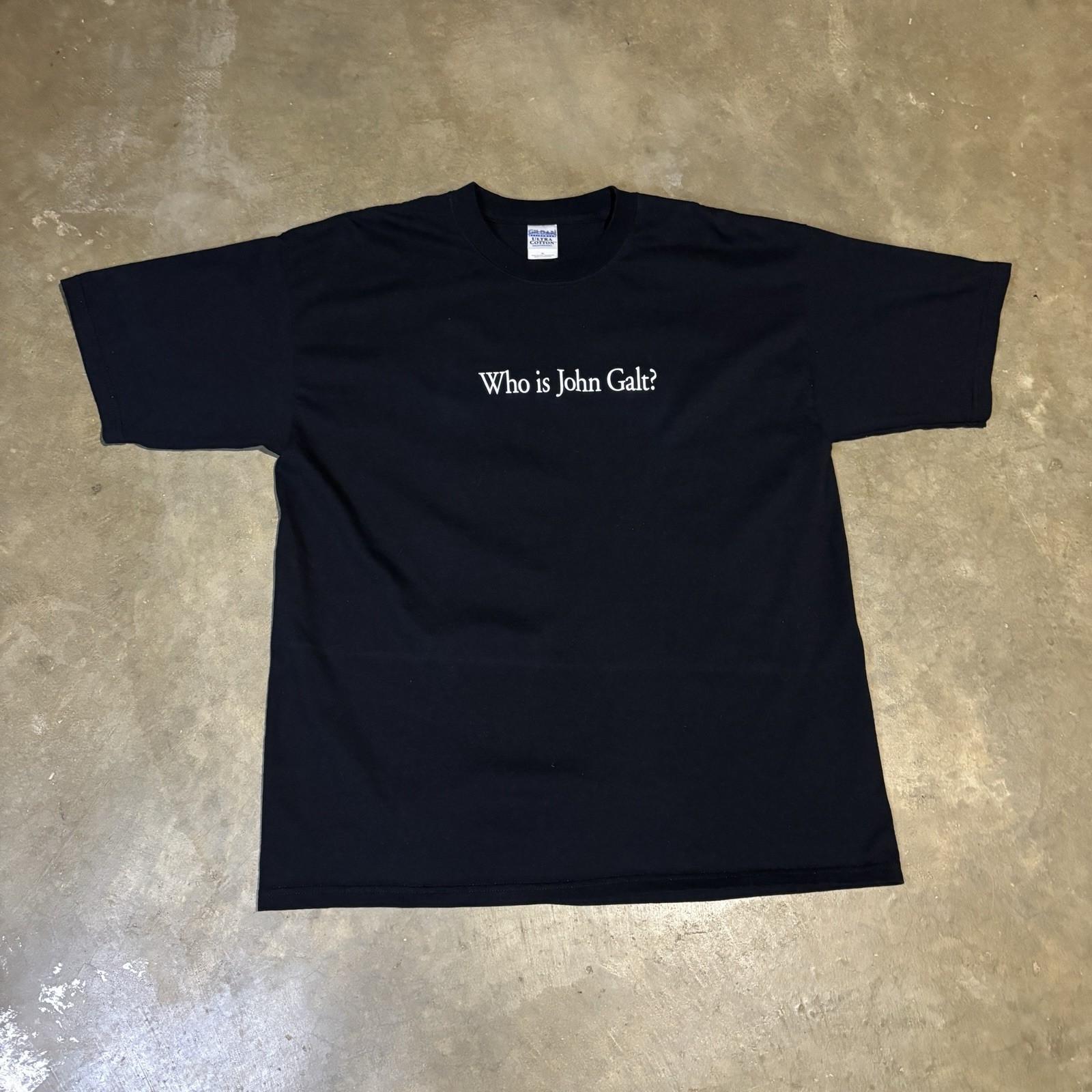 Vintage 'Who is John Galt?' Ayn Rand Atlas Shrugged Book Novel T Shirt Men's XL gallery