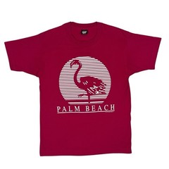 Vintage 90s Palm Beach Flamingo Sun Set T-Shirt Florida Pink Vice 1991 Zoo USA