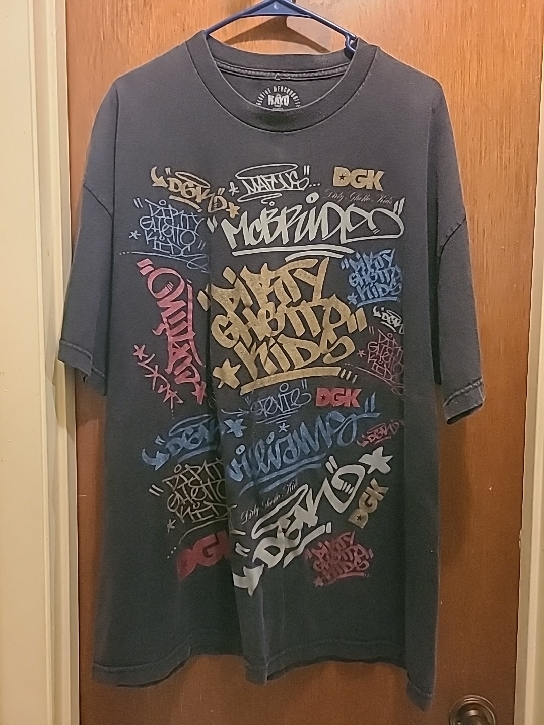 Y2K DGK Dirty Ghetto Mens Kayo Graffiti Collage T Shirt XXL Black Street gallery