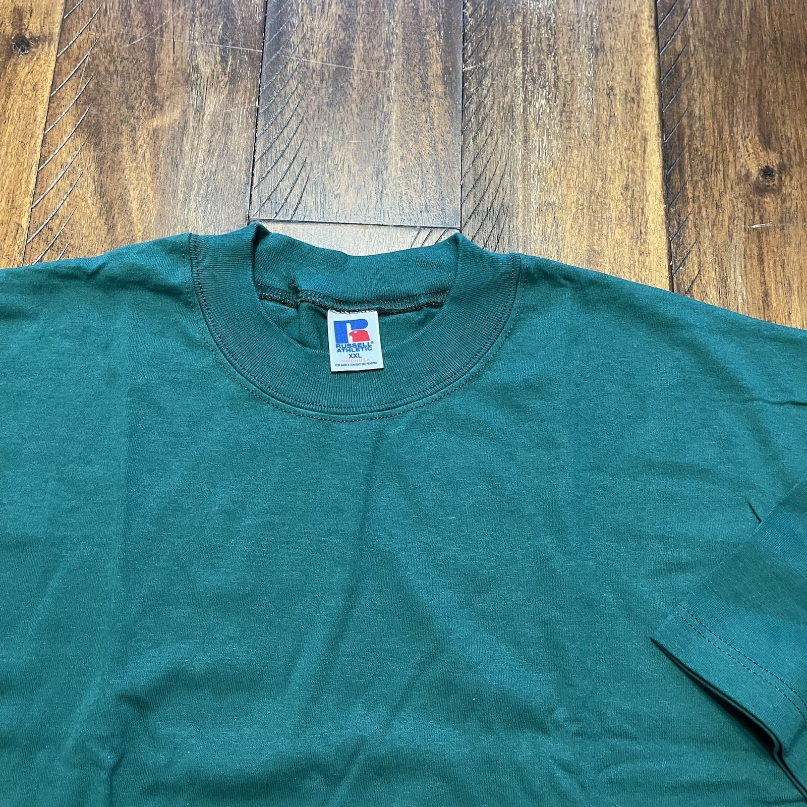 Russell Athletic Tshirt XXL Green USA VTG 90s 100% Cotton 1 gallery