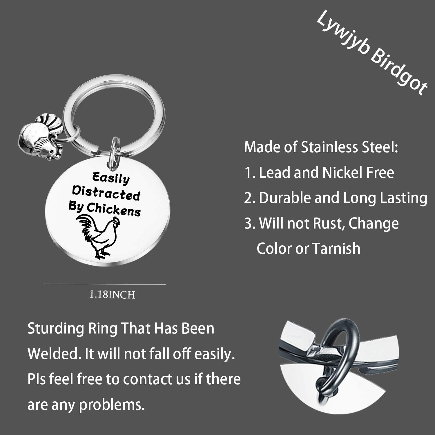 Lywjyb Birdgot Easily Distracted By Chickens Keychain (Easily Distracted By C... gallery