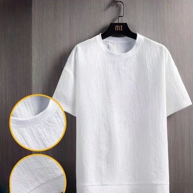 New Men's Polyester Fiber Plain Crew Neck Ice Silk Short Sleeves T-Shirt M-3XL gallery