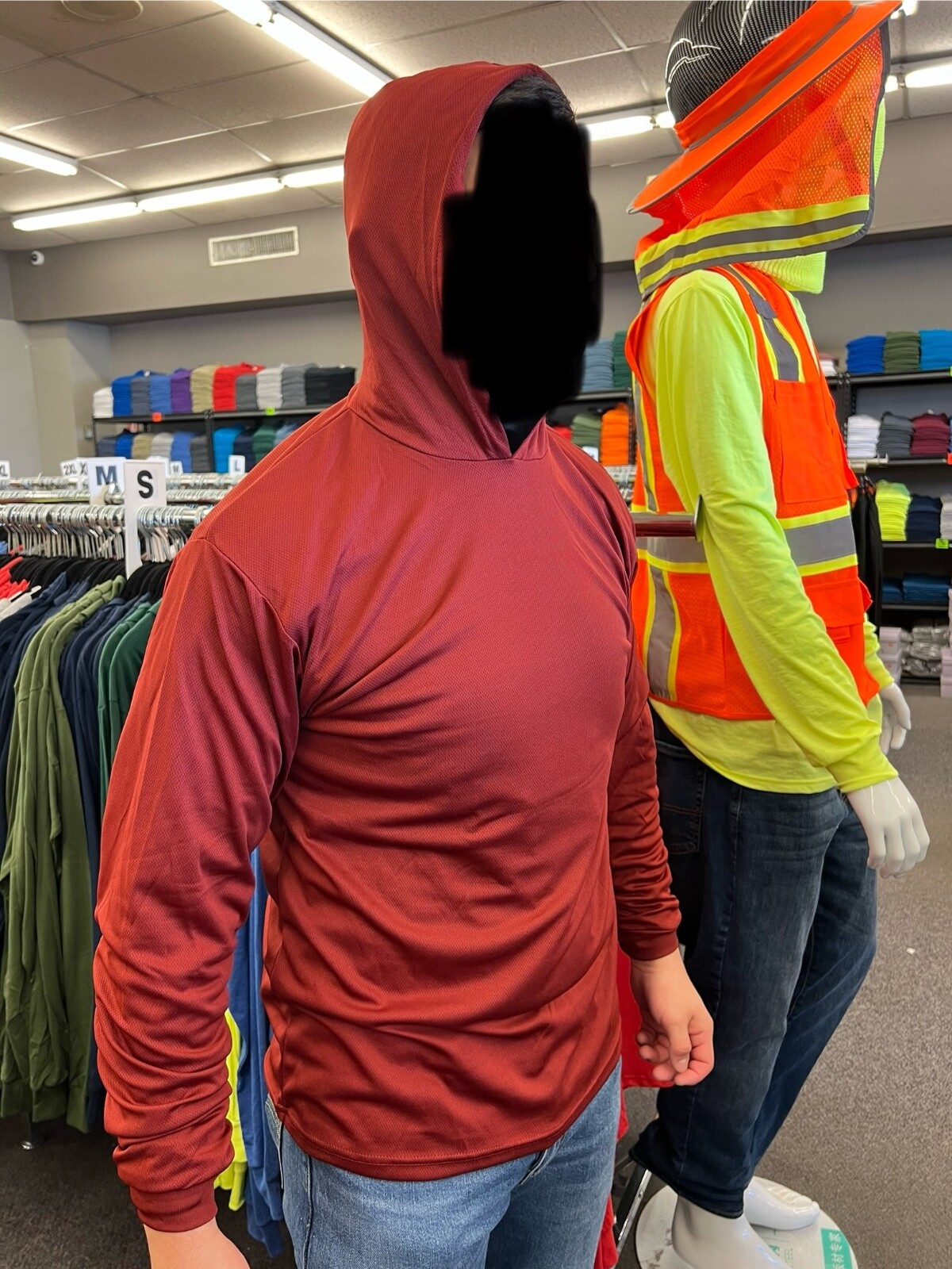 hoodie long sleeve t shirt 100% polyester for UV protection great for work gallery