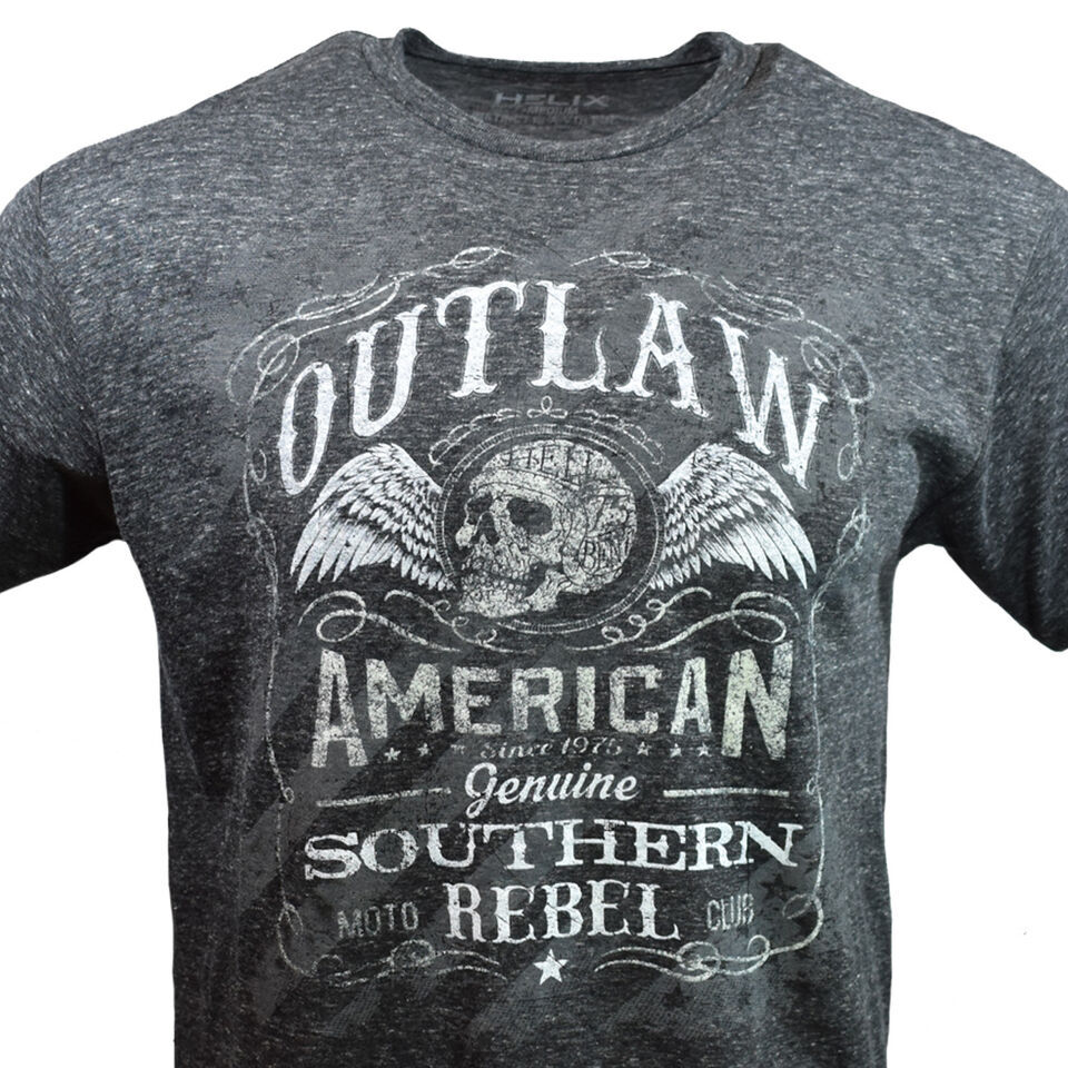 Outlaw Southern Rebel Men's T-shirt- American Moto Club - Skull-Wings Black gallery