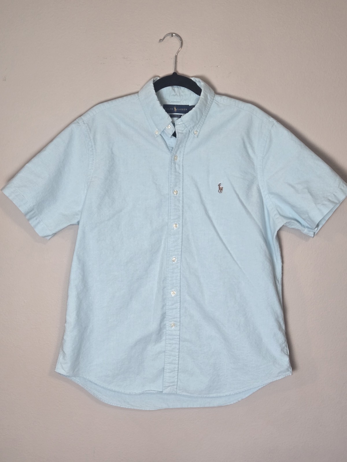 Polo Ralph Lauren Men's Size Large Classic Fit Short Sleeve Oxford Light Blue gallery
