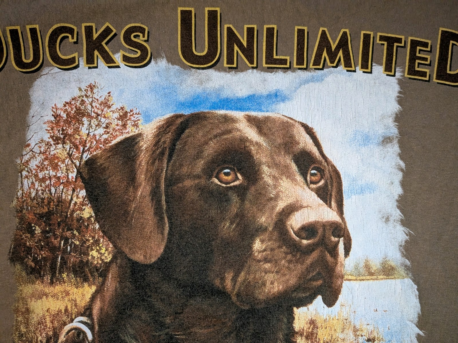 Artisans Ducks Unlimited Brown Dog Sportsman's Warehouse 90s Cotton Tee 2XL Vtg gallery