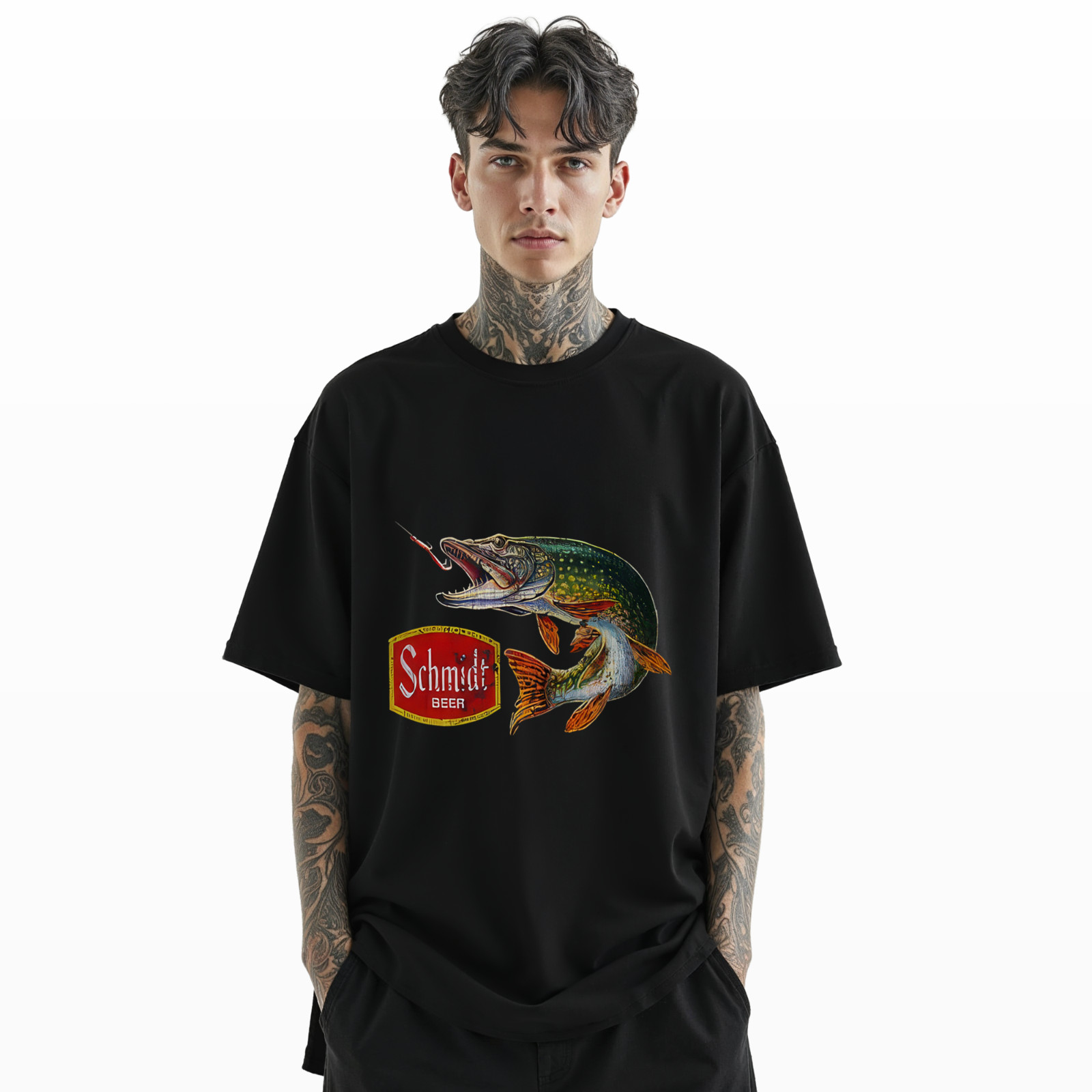 Schmidt Beer Fishing T-Shirt Vintage Pike Fish Graphic Tee for Beer Lovers A337 gallery