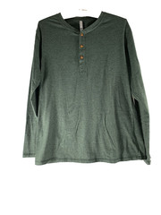 MENS NITAGUT SZ M HENLEY 3 BUTTON PULLOVER LONG SLEEVE T-SHIRT NWOT GREY COLOR