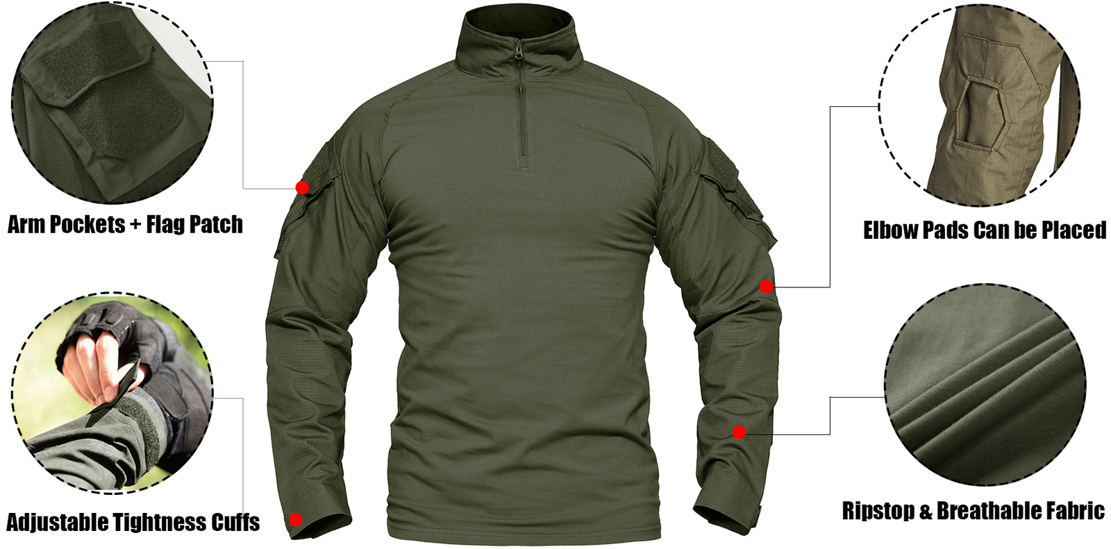 Men's Tactical Shirt Long Sleeve Ripstop Work 1/4 Zip Training Quick Dry Shirts gallery